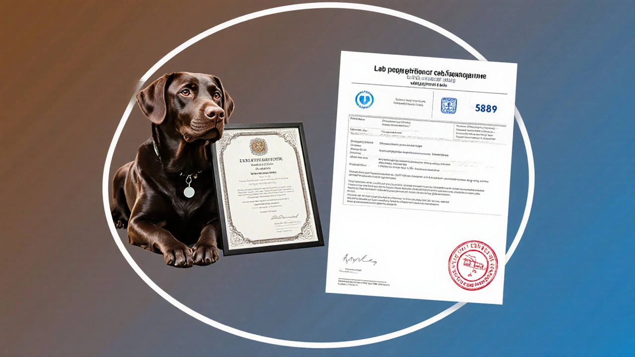 Сравнение родословной собаки и медицинского анализа в одном круге.