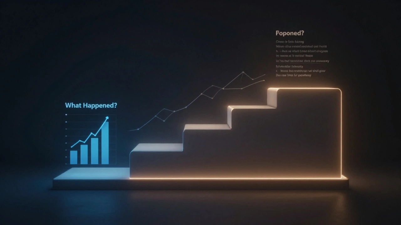 Четырехступенчатая лестница из данных, где первая ступень — &#039;Что произошло?&#039;, остальные — абстрактные прогнозы.