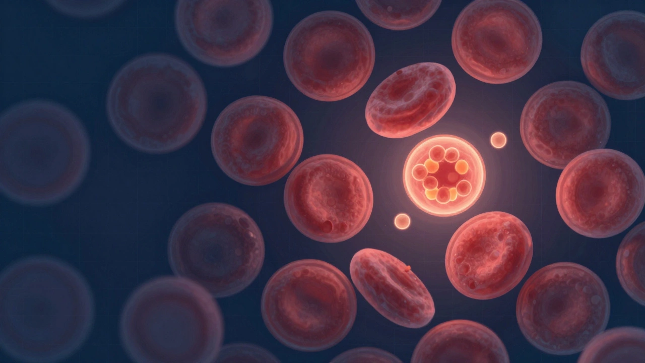 Микроскопический вид крови: рост глюкозы и липидов после еды в сравнении с нормой.