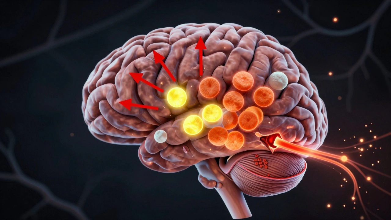 Графическое изображение мозга с выделенными биомаркерами инсульта: лейкоциты, глюкоза, тромбоциты и D-димер.