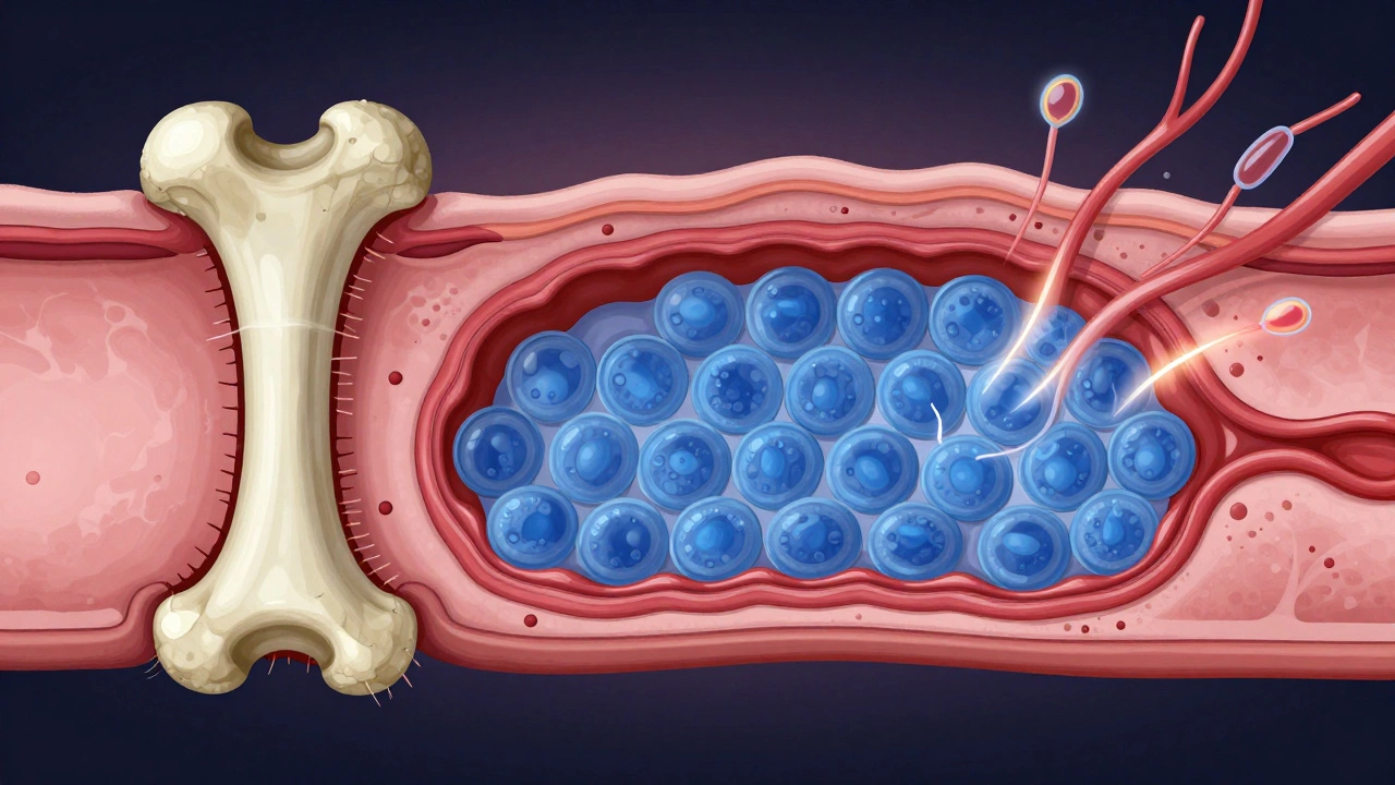 Сравнение тканей: быстро обновляющаяся слизистая рта и медленно заживающая кость, показанные в виде биологических процессов.