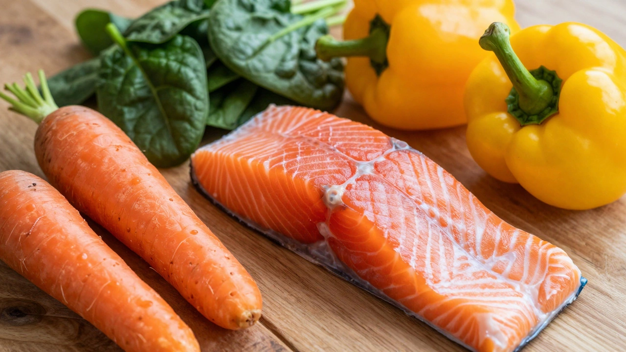 Полезные продукты для зрения: морковь, рыба и зелень