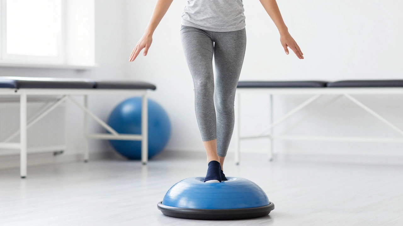 Тренировка баланса на нестабильной подушке для восстановления проприоцепции