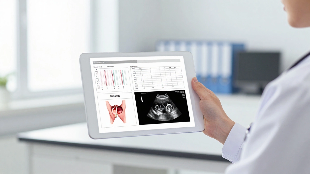 Врач анализирует результаты медицинских обследований на планшете